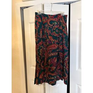 AG Options Vintage Paisley Pleated Skirt –‎ Size 12 – Made in USA